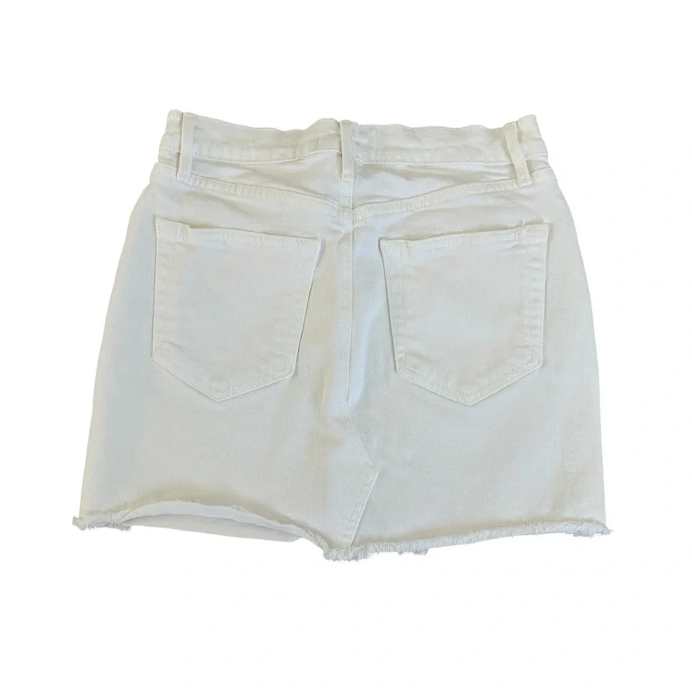 J.Crew White Denim Mini Skirt Button Front High Rise Summer Size 28